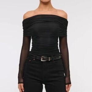 Abercrombie & Fitch Black Draped Bodysuit